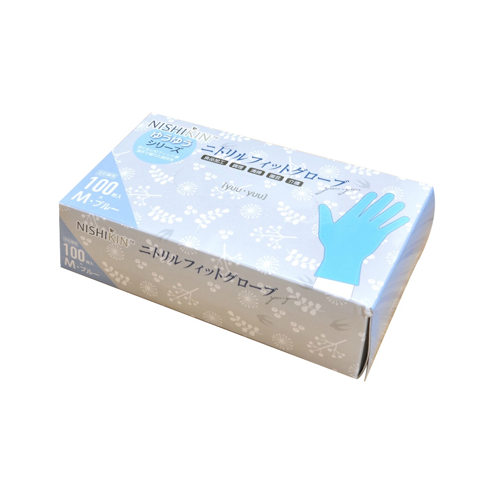 Yuyu Gloves Nitrile Fit Gloves Blue M 1/10 – Sumotori.Trade