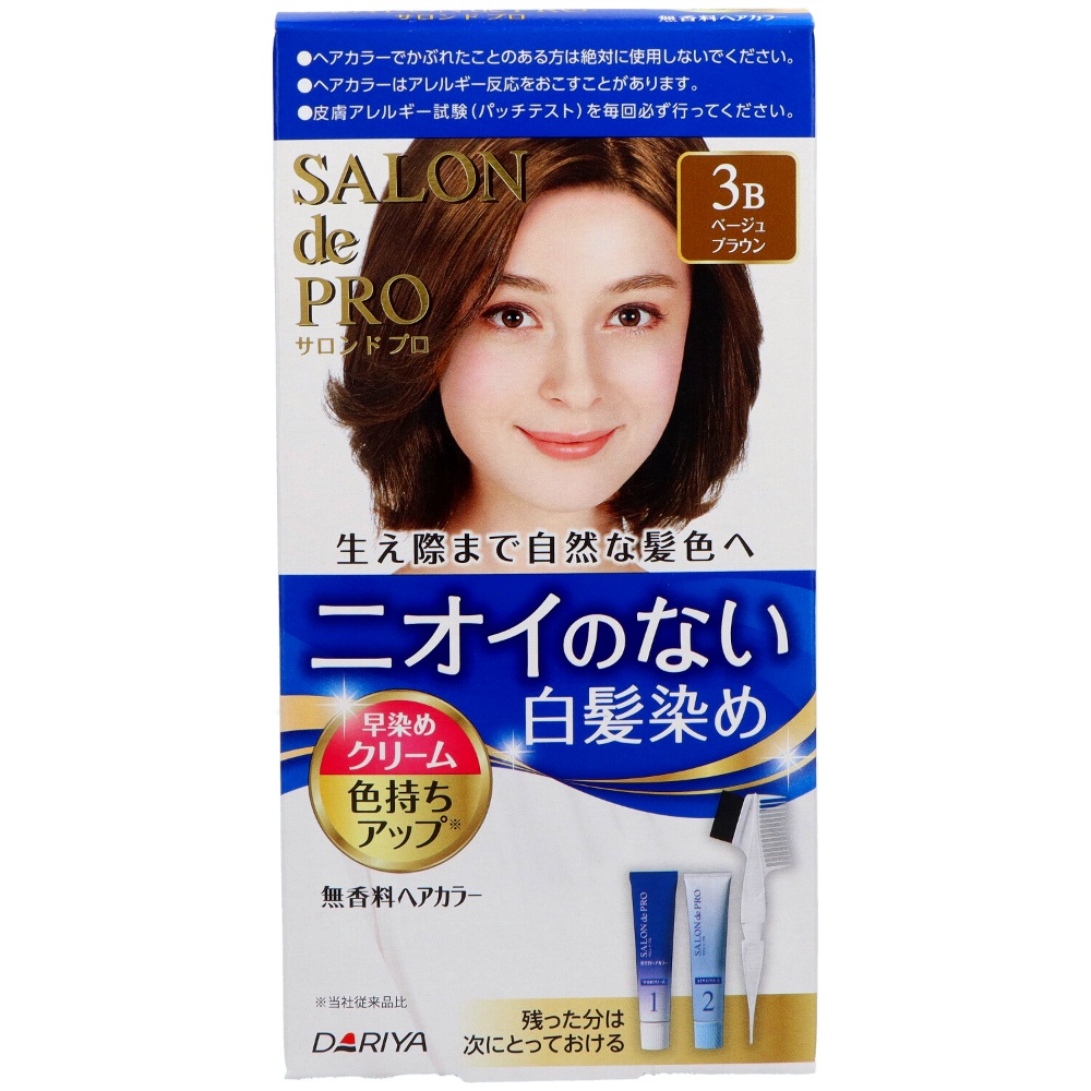 Salon de Pro Unscented Hair Color, Quick Dye Cream (for Gray Hair), 3B (Beige Brown) 1/36 – Sumotori.Trade