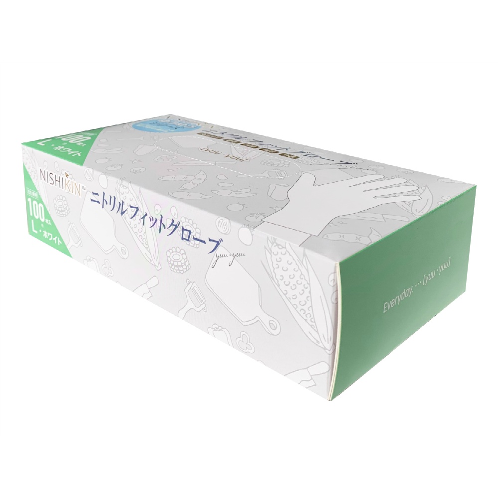 Yuyu Glove Nitrile Fit Gloves White L 1/10 – Sumotori.Trade