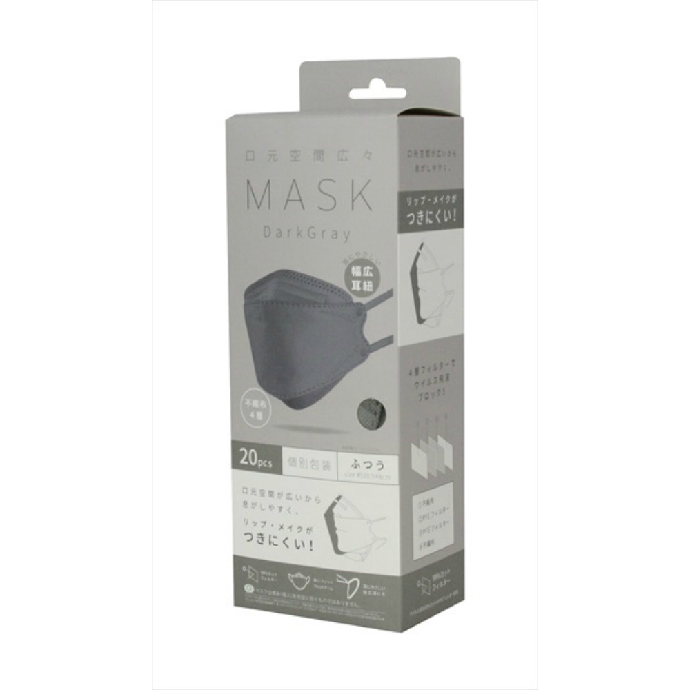Spacious Mouth Mask, 20 individually wrapped, Dark Gray 1/60 – Sumotori.Trade