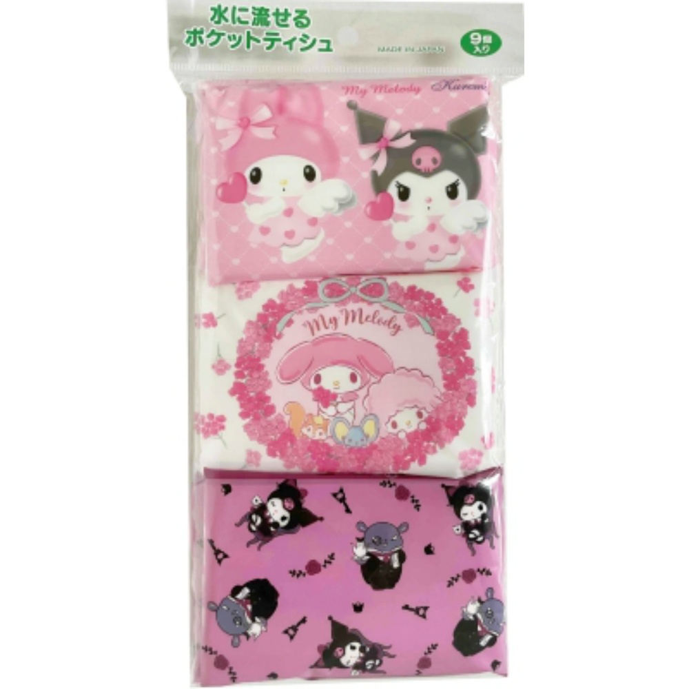 Pocket tissues My Melody & Kuromi 9 pack 1/60 – Sumotori.Trade