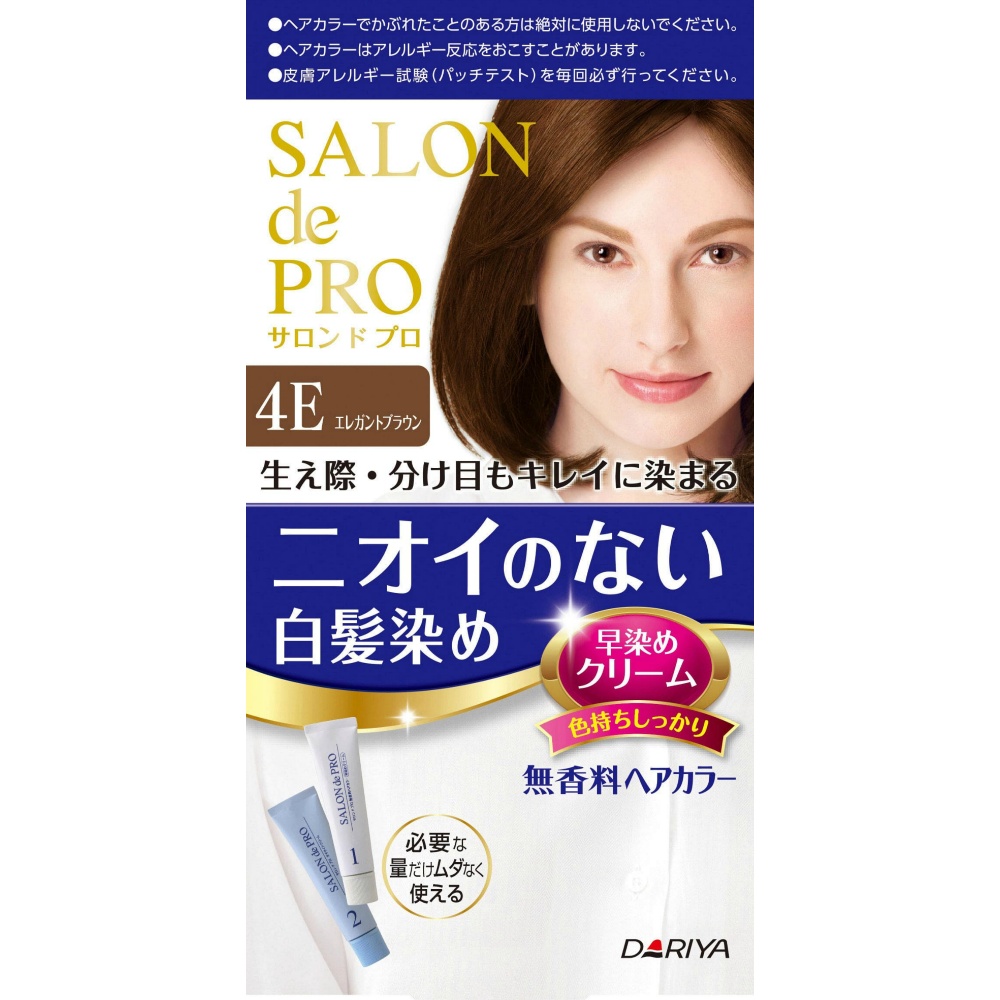 Salon de Pro Fragrance-Free Hair Color, Quick Dye Cream (for Gray Hair), 4E (Elegant Brown) 1/36 – Sumotori.Trade