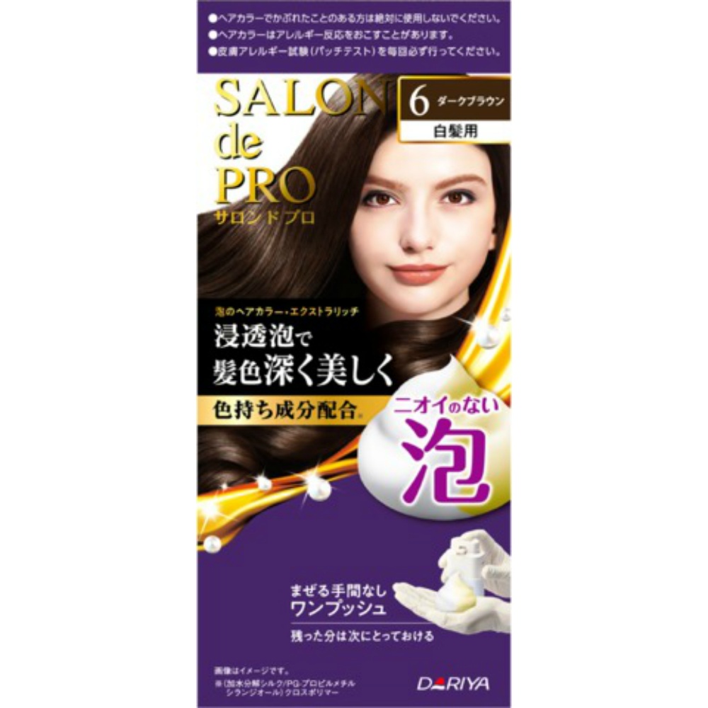 Salon de Pro Foam Hair Color Extra Rich (for gray hair) 6 (Dark Brown) 1/30 – Sumotori.Trade
