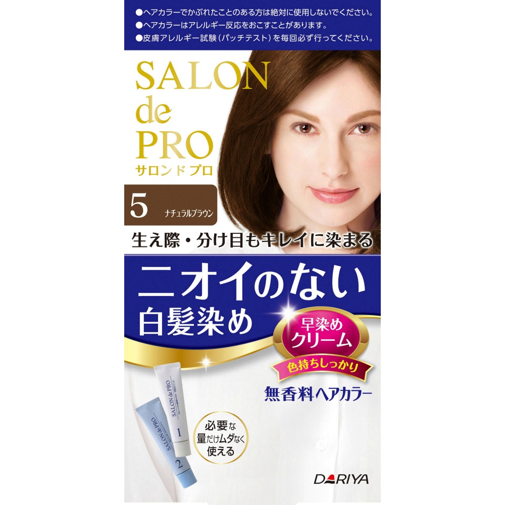 Salon de Pro Fragrance-Free Hair Color, Quick Dye Cream (for Gray Hair), 5 (Natural Brown) 1/36 – Sumotori.Trade