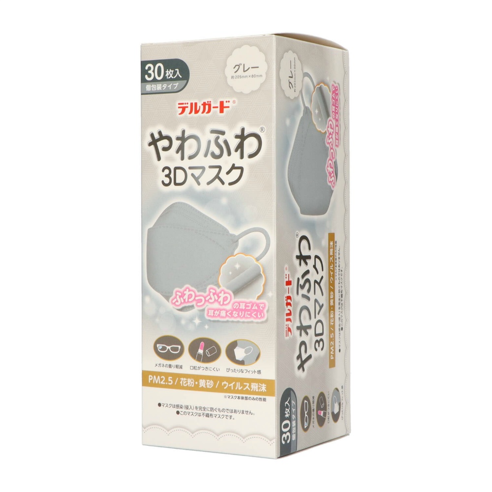 DelGuard Soft 3D Mask Gray 30 pieces 1/40 – Sumotori.Trade