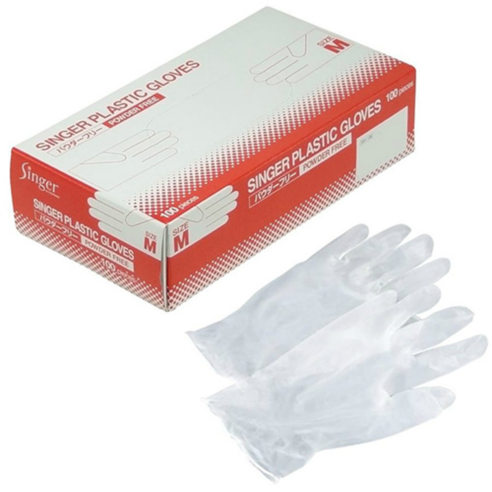 Singer Powder-Free Plastic Gloves, Medium, 100 count 1/20 – Sumotori.Trade