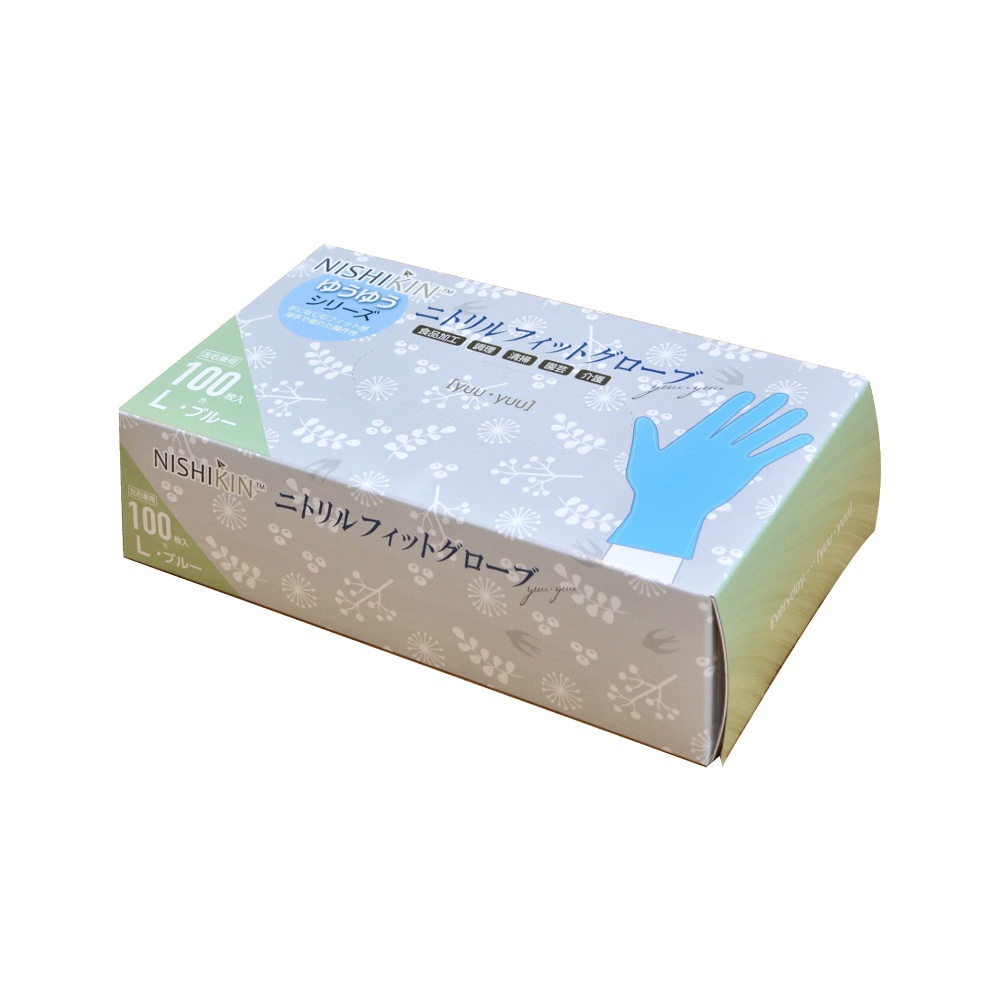 Yuyu Gloves Nitrile Fit Gloves Blue L 1/10 – Sumotori.Trade